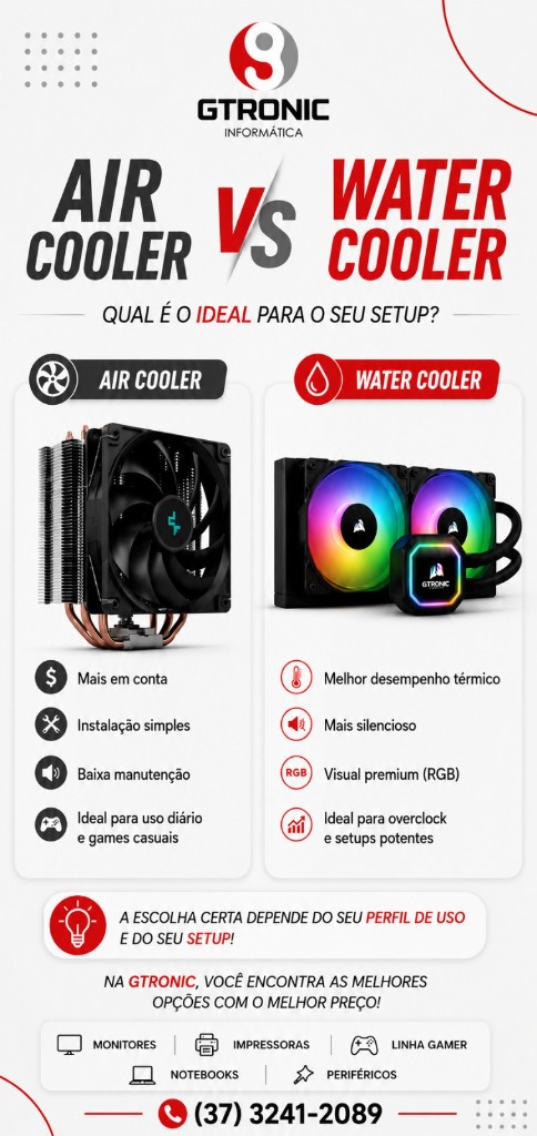 Air cooler ou water cooler: qual é o ideal para o seu setup.